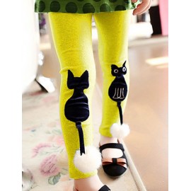 Girls Fashion Han Edition  Thicken  Pure Color Cotton Leggings Cartoon Design  