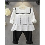 Girl's Casual/Daily Solid Blouse / Pants / Clothing SetCotton Spring / Fall White  